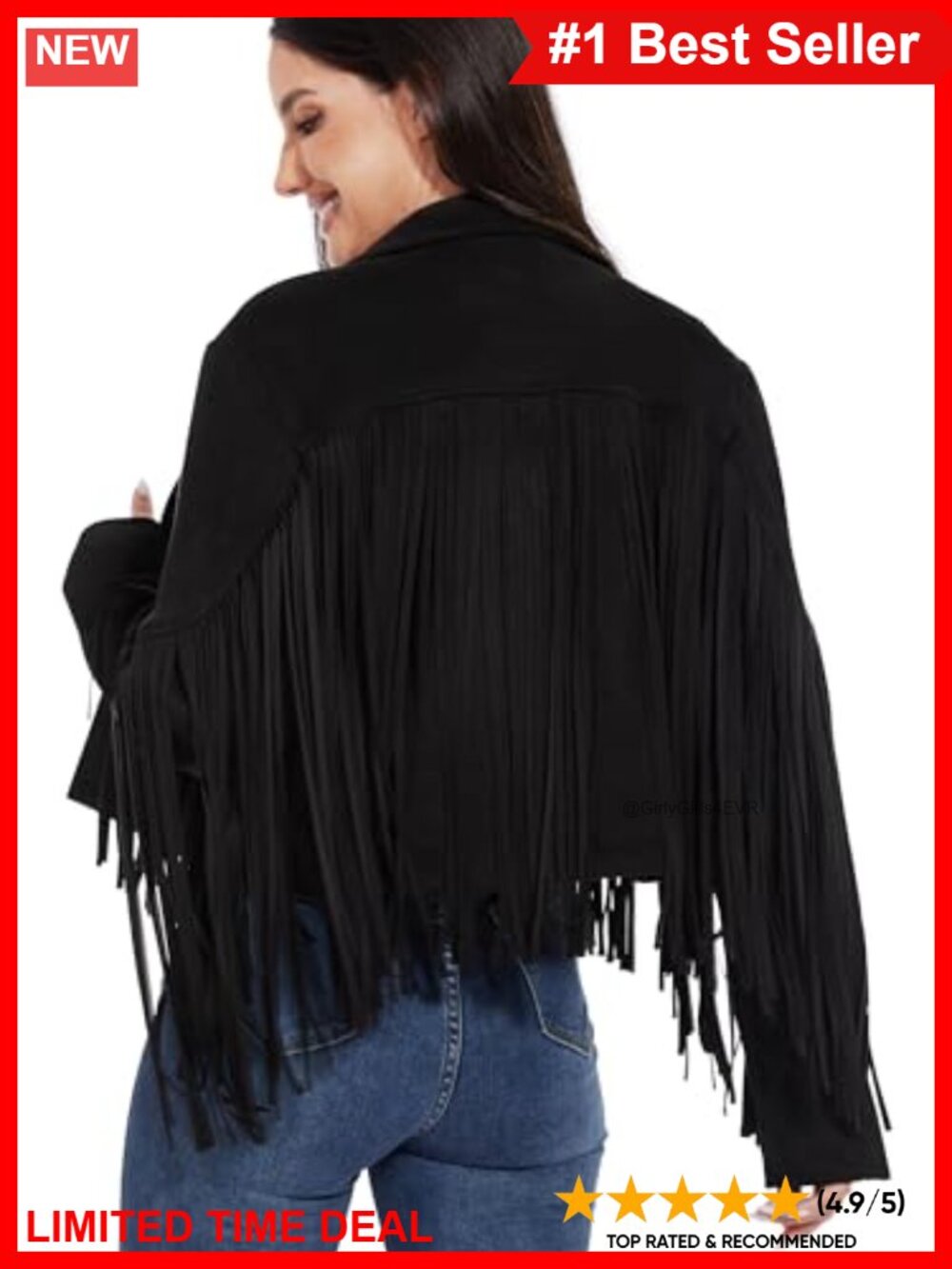 Faux Suede Fringe Leather Jacket Cowgirl Western Style